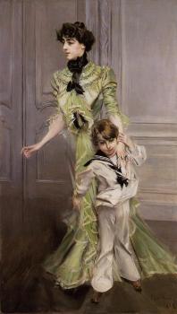 喬瓦尼 波爾蒂尼 Portrait of Madame Georges Hugo and Her Son, Jean